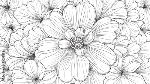 black and white illustration of a flower