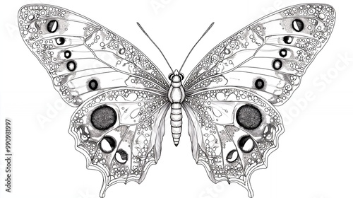 a black and white photo of a butterfly