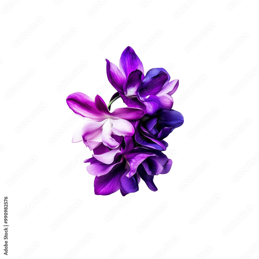 Purple and White Flowers on White Background Purple and White Flowers on White Background