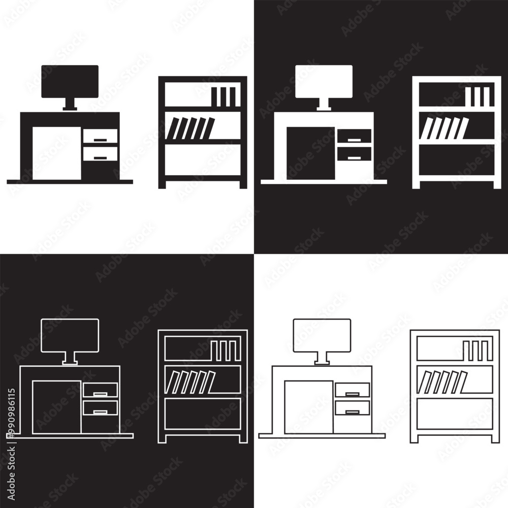 Set of Furniture Related Vector Icons. Contains such Icons . Editable Stroke. Isolated on white and black background. Vector illustration EPS 10 Set of Furniture Related Vector Icons. Contains such Icons . Editable Stroke. Isolated on white and black background. Vector illustration EPS 10