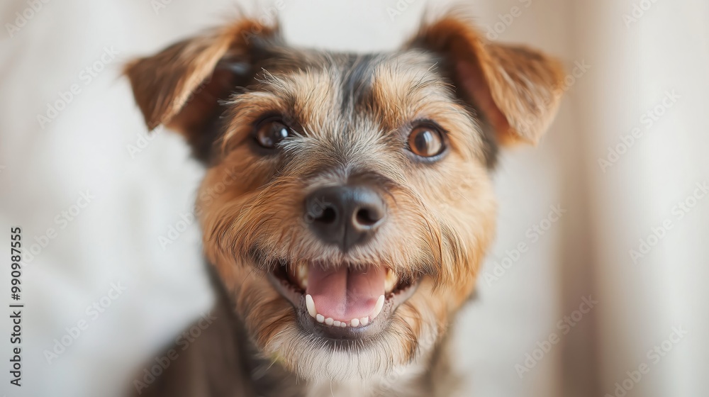 Portrait of a happy smiling Border Terrier dog on a white background Portrait of a happy smiling Border Terrier dog on a white background
