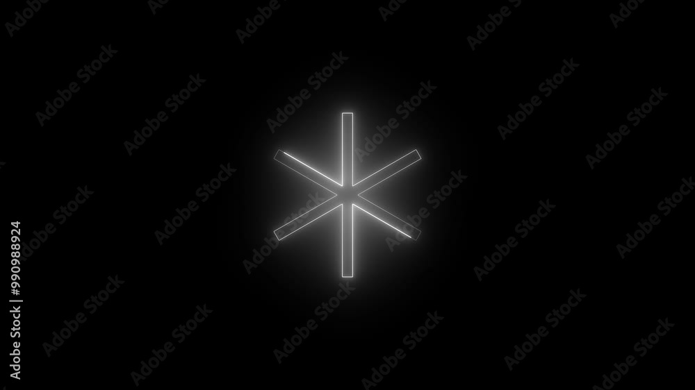 Neon asterisk icon white glowing black background animation Neon asterisk icon white glowing black background animation