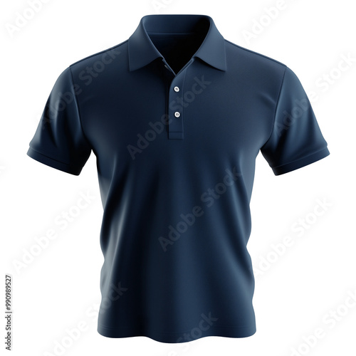 isolated dark blue polo shirt template