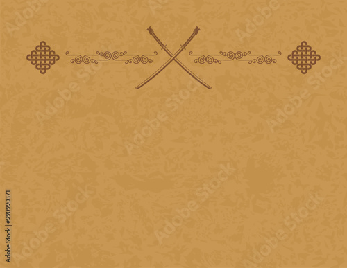 Medieval Parchment - Crossed Samurai Katana Swords Header