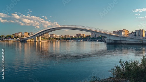 Pedestrian bridge connecting city to marina on the adriatic coast