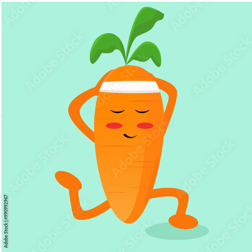 Cute Yoga Carrot Cartoon, carrot character, perfect to sticker, clipart