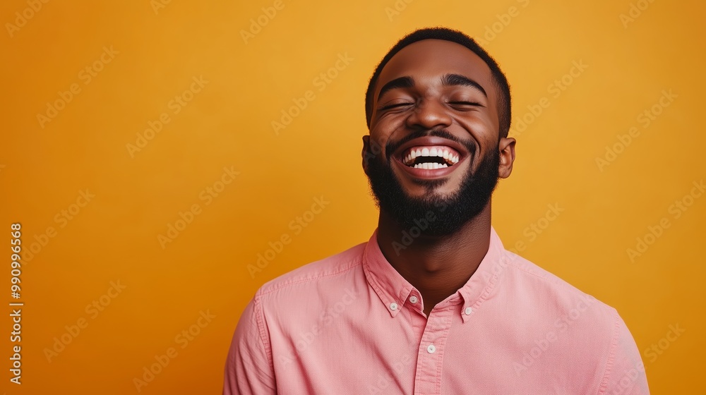 Portrait of a happy handsome man in a shirt with laughing Portrait of a happy handsome man in a shirt with laughing