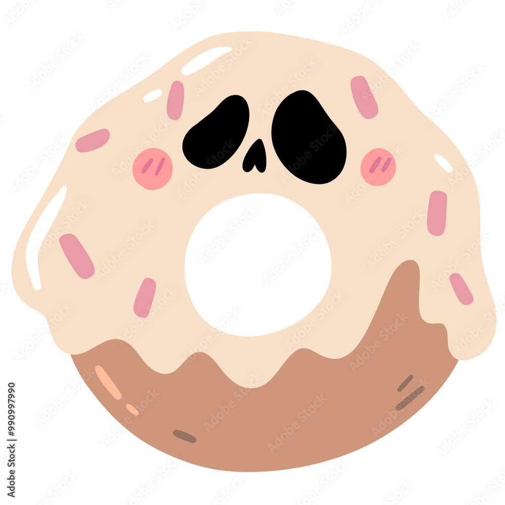 cute pastel ghost donut with pink glitter sprinkle on top, Halloween PNG element sticker for decoration cute pastel ghost donut with pink glitter sprinkle on top, Halloween PNG element sticker for decoration