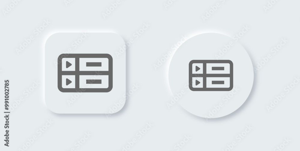 Episode line icon in neomorphic design style. Series signs vector illustration.