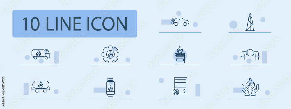 Gas and energy set icon. Gas truck, fire car, oil refinery, pipeline, gas tanker, gear, stove, gas bottle, bill, fire safety, hands with fire. Gas and energy set icon. Gas truck, fire car, oil refinery, pipeline, gas tanker, gear, stove, gas bottle, bill, fire safety, hands with fire.