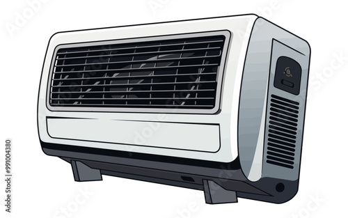 Vector illustration of a portable air conditioner with a sleek design, perfect for cooling and climate control concepts.