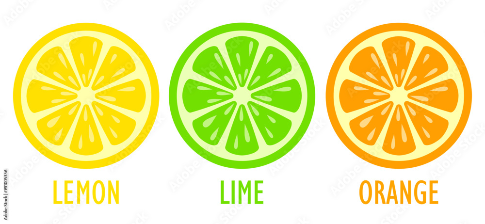 Lemon lime and orange slice vector icon Lemon lime and orange slice vector icon
