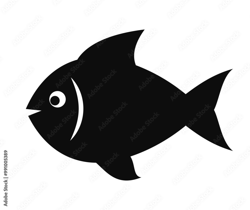 Simple cute fish silhouette vector icon Simple cute fish silhouette vector icon