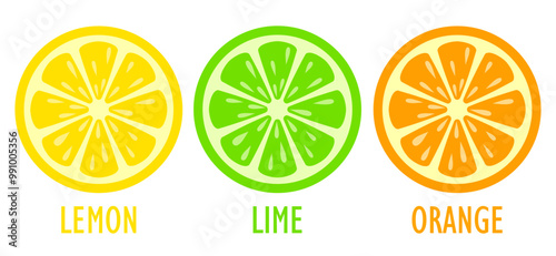 Lemon lime and orange slice vector icon