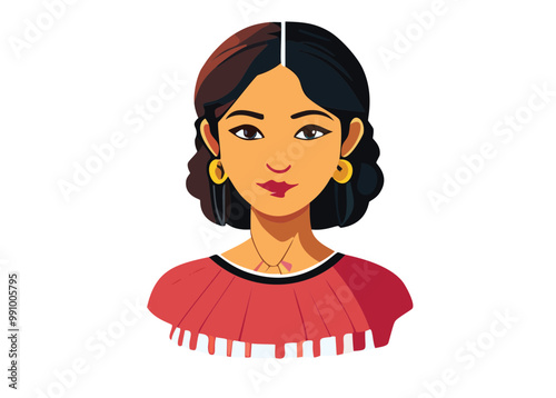 Hispanic woman face isolated SVG illustration