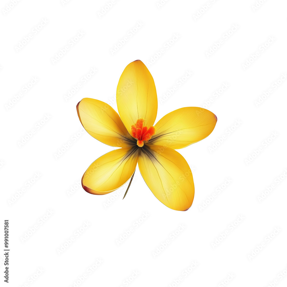 Naklejka premium Single Yellow Crocus Flower Isolated on White Background