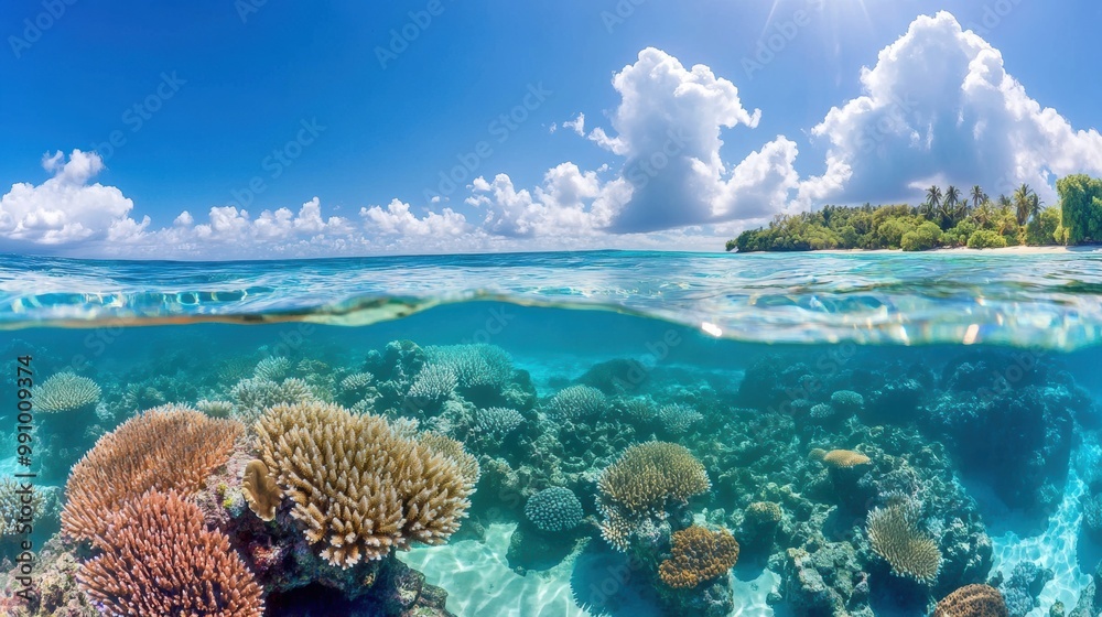 Vibrant Coral Reef Under Crystal Clear Water Vibrant Coral Reef Under Crystal Clear Water