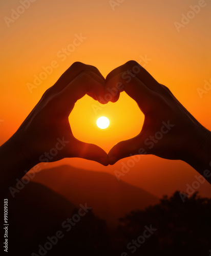 Sunset Heart Shape Silhouette