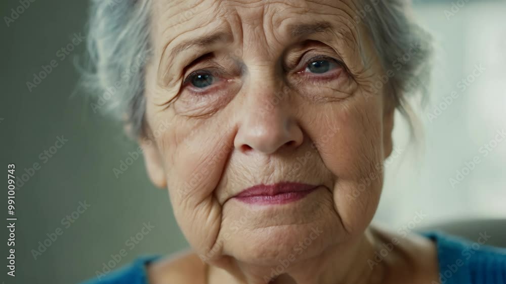 Elderly caucasian woman transitioning from concern to reassurance.