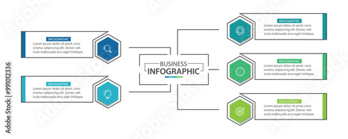 Business infographic template. 5 Step timeline journey. Process diagram, Infographic elements vector illustration.