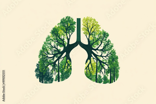 Lungs made of green trees. Medical, healthcare and environment climate change concept photo