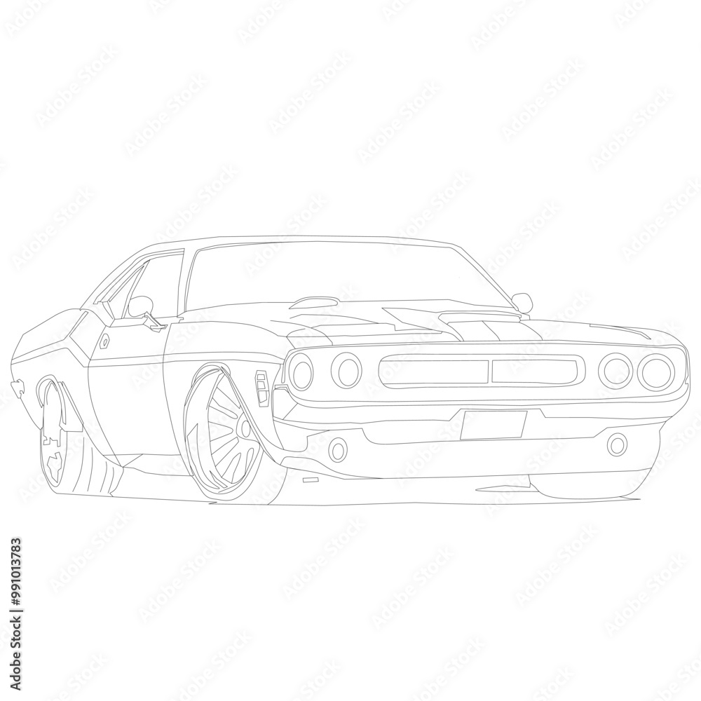 Obraz premium sport car vector without color isolated on black and white background
