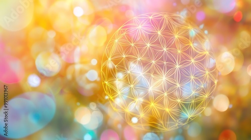 Golden flowers in shimmering pastel fields