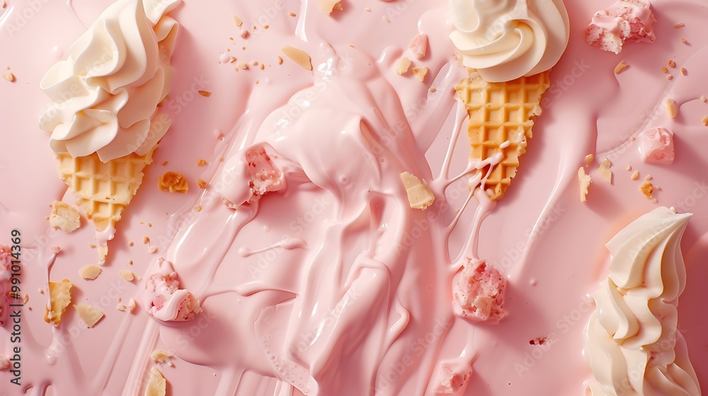 Creamy treats that melts and a wafer backdrop Creamy treats that melts and a wafer backdrop