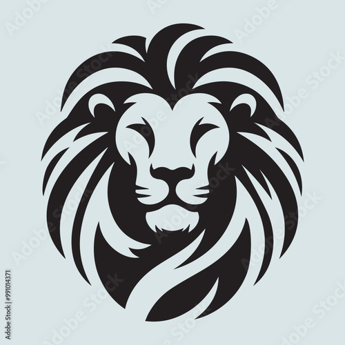 lion head logo vector icon black and white