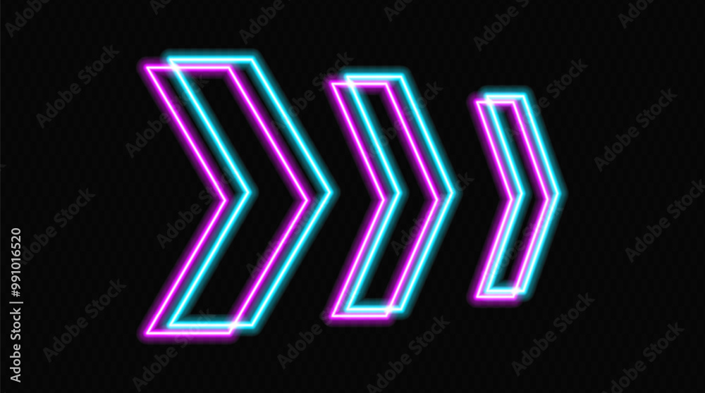 Glowing neon arrows in blue and purple on a transparent background, pointing in opposite directions. Futuristic, abstract design with a modern, minimalistic look, ideal for technology Glowing neon arrows in blue and purple on a transparent background, pointing in opposite directions. Futuristic, abstract design with a modern, minimalistic look, ideal for technology