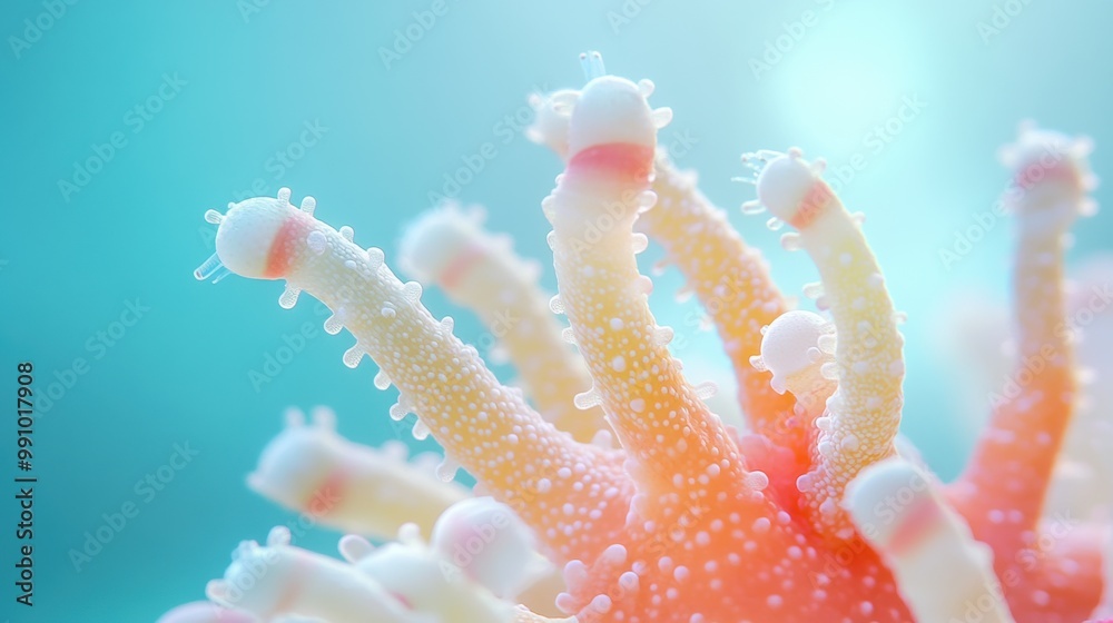 Naklejka premium Vibrant Corals Underwater in Sunlit Ocean Environment