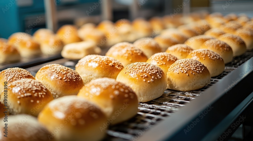 Industrial Production Line for Fresh Bread Rolls. Industrial Production Line for Fresh Bread Rolls.