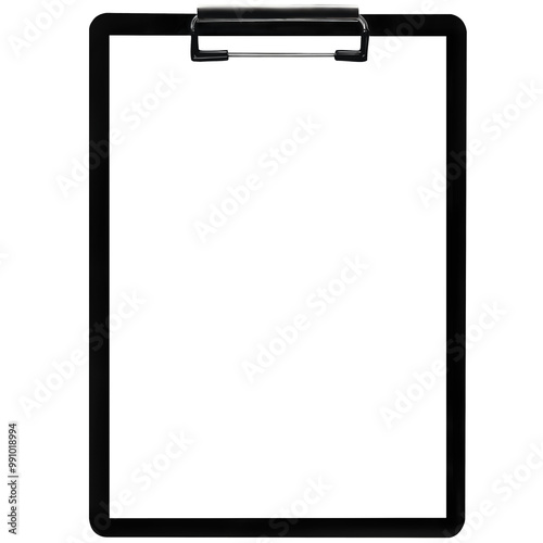 Black Clipboard with Blank Spacer on a Transparent Background