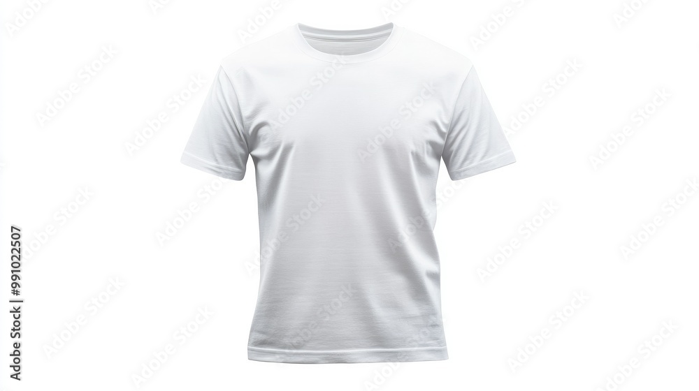 A basic white T-shirt, back view, isolated on a white background, providing a blank canvas for customization and branding. A basic white T-shirt, back view, isolated on a white background, providing a blank canvas for customization and branding.