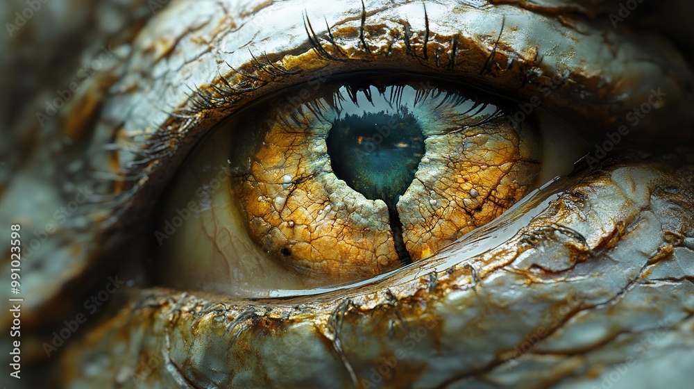 Close Up of a Mystical Eye with Gold and Silver Textures Close Up of a Mystical Eye with Gold and Silver Textures