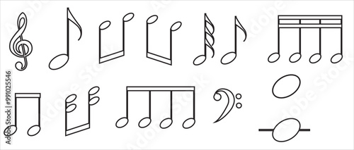 Music notes vector illustration. Music note icon set	