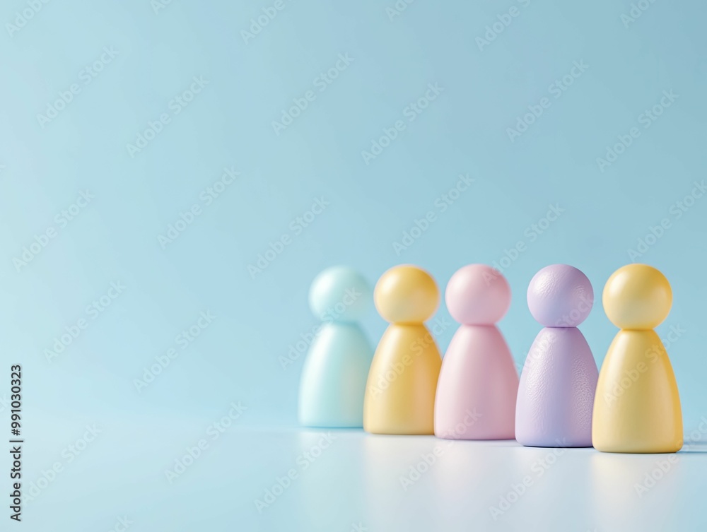 Vibrant Collection of Colorful Wooden Figures Arranged Artfully on a Neutral Background, Showcasing Playful Shapes and Textures for Creative Display Vibrant Collection of Colorful Wooden Figures Arranged Artfully on a Neutral Background, Showcasing Playful Shapes and Textures for Creative Display