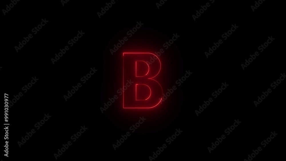 Neon bold icon red glowing black background animation