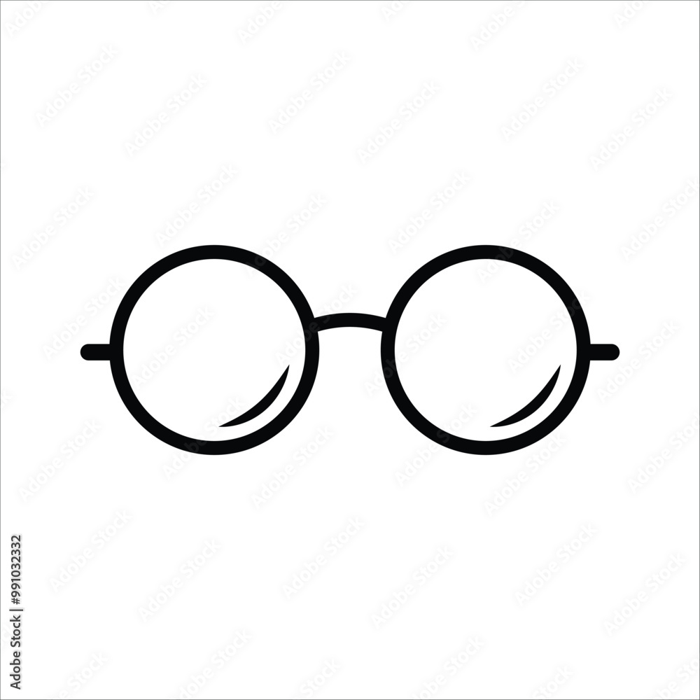 Glasses black and white flat vector icon design with editable stroke. Glasses symbol design and clip art Glasses black and white flat vector icon design with editable stroke. Glasses symbol design and clip art