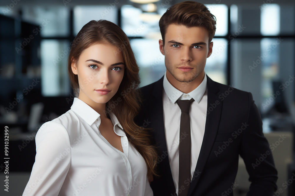 Successful business people person in modern interior office space building made with Generative AI artwork Successful business people person in modern interior office space building made with Generative AI artwork
