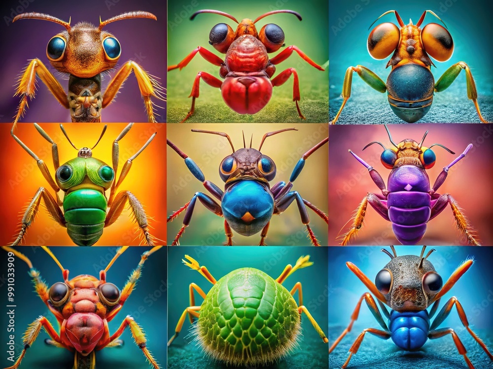 Vibrant micro-photography captures diverse species of ants, showcasing ...