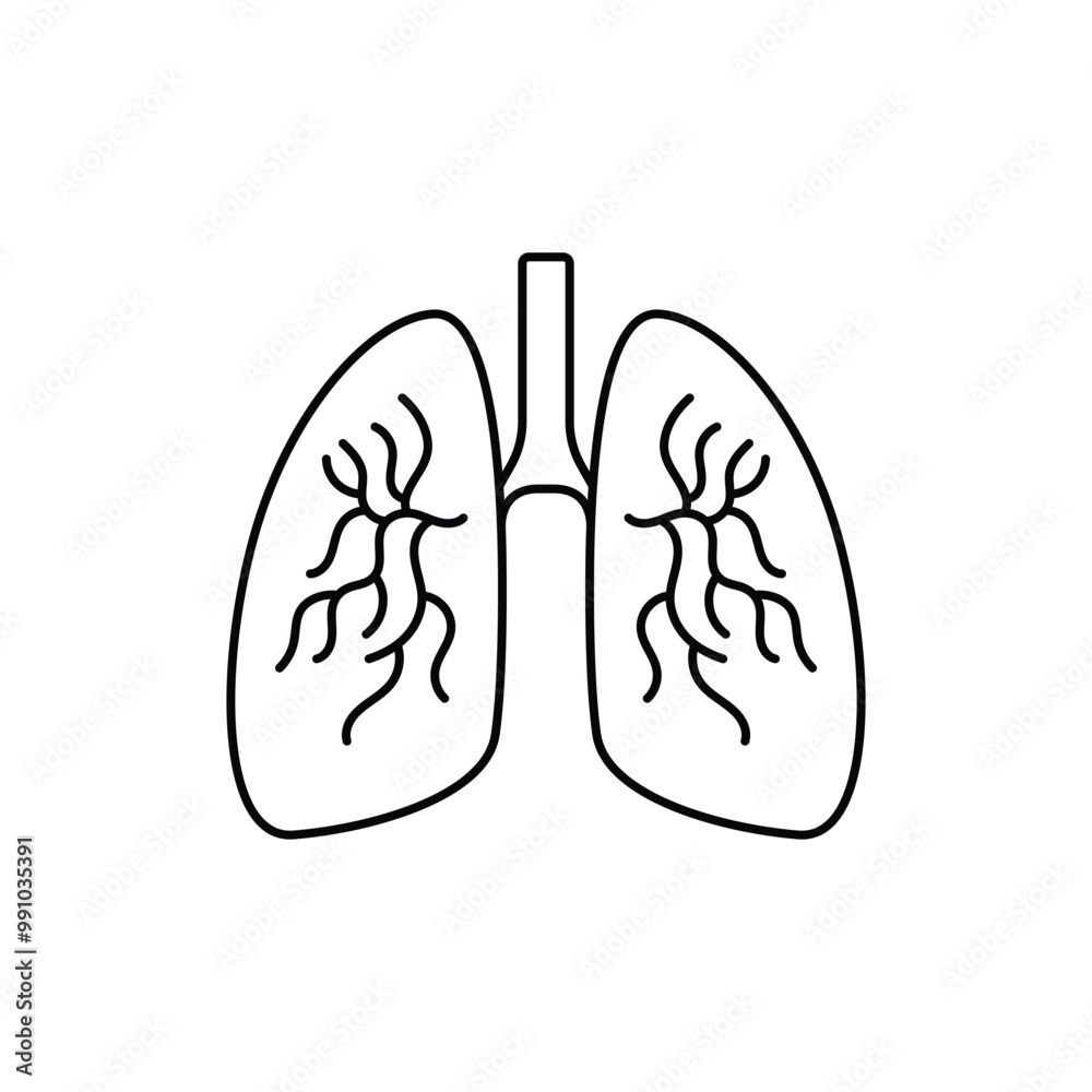 Human lungs black and white flat vector icon design with editable stroke Human lungs black and white flat vector icon design with editable stroke