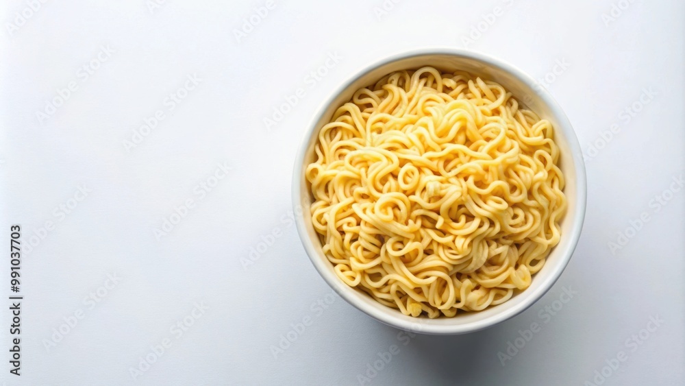 Top view of boiled instant noodles cup isolated on background , instant noodles, cup noodles, boiled, top view