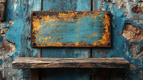 Rustic retro concept featuring an old rusty metal board with space for messages.