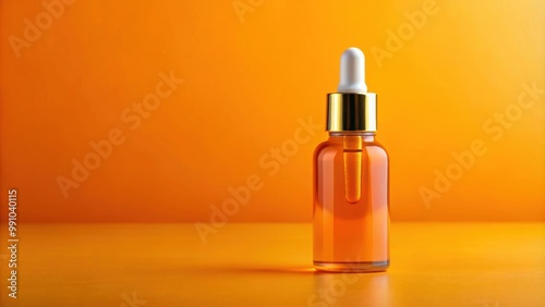 Collagen Skin Serum and Vitamin isolated on orange background, skin care, cosmetics, solution, collagen, serum