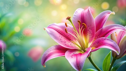 Closeup of a beautiful pink lily flower , beauty, nature, floral, petals, blooming, vibrant, close-up, macro, plant, garden