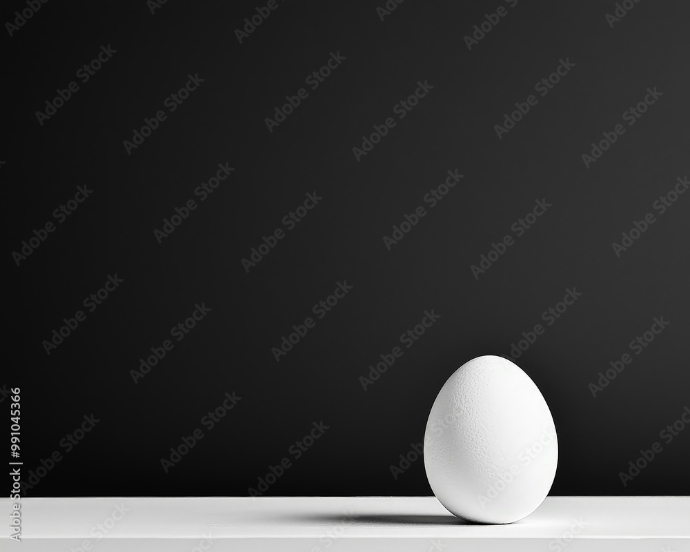 Minimalist Elegance Closeup White Egg on Reflective Surface Against Black Background - Serene Minimalistic Concept for Product Photography Minimalist Elegance Closeup White Egg on Reflective Surface Against Black Background - Serene Minimalistic Concept for Product Photography