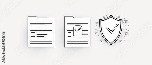 Clean and Professional Approval Concept with Shield and Checkmark on Documents