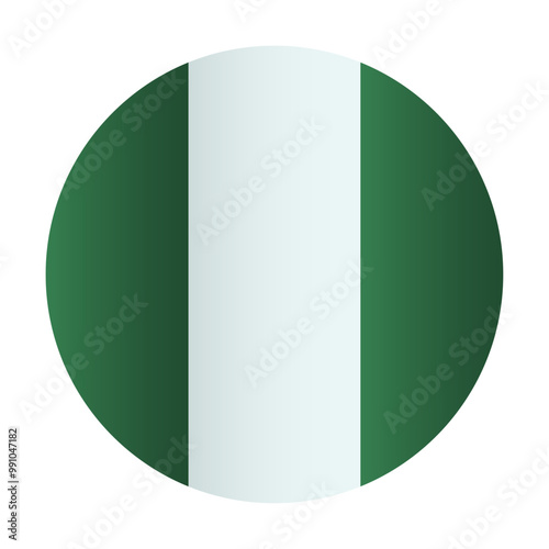 Nigeria national flag. Circle flag, badge icon. Vector illustration