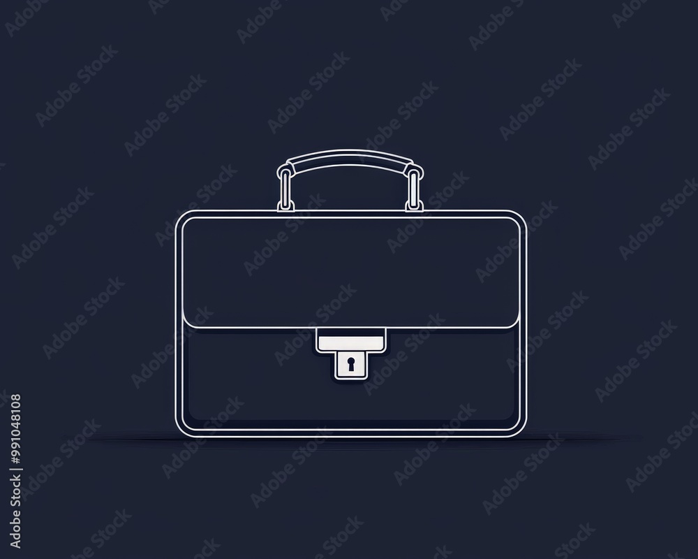 Minimalist White Line Drawing of Briefcase on Dark Blue Background - Professional Business Concept Minimalist White Line Drawing of Briefcase on Dark Blue Background - Professional Business Concept